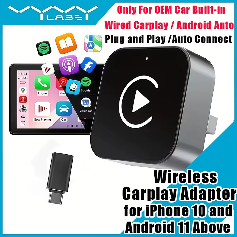 Tech Accessories Phone - Adaptador Inalámbrico CarPlay 2 en 1,