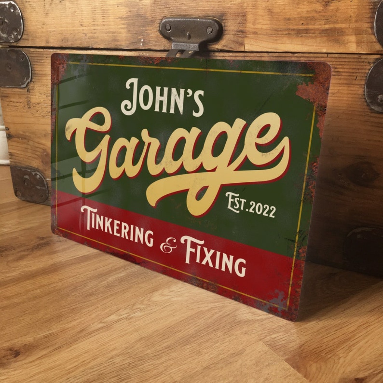 Vintage Tech Accessories - Letrero de metal de garaje personalizado: