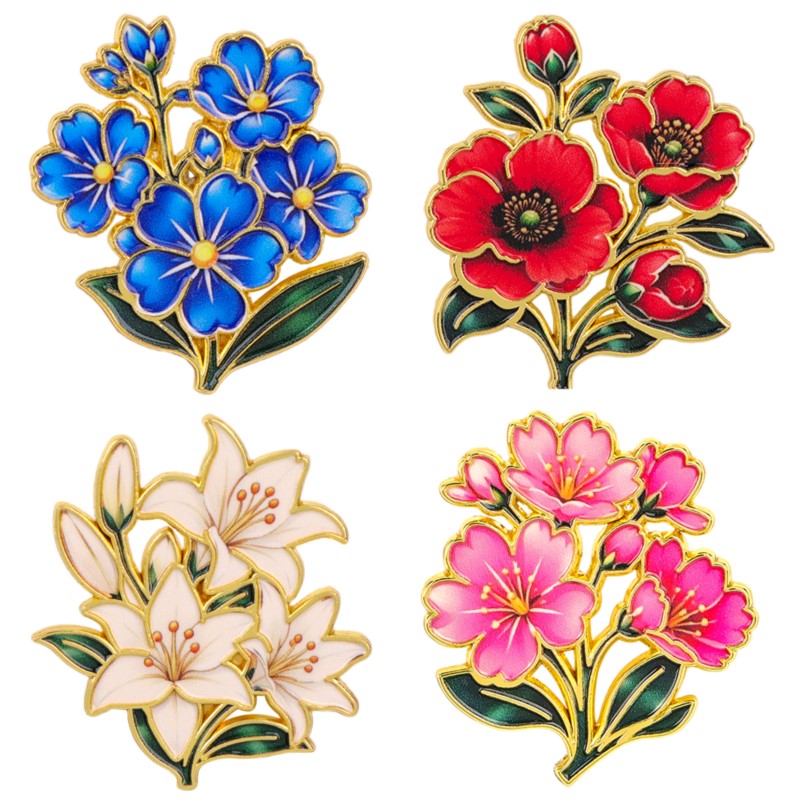 Vintage Tech Accessories - Bonito Broche de Esmalte Floral Vintage